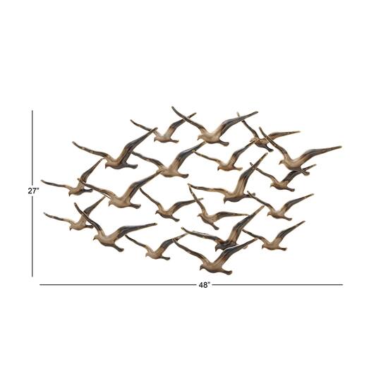 Gold Iron Coastal Birds Wall Décor